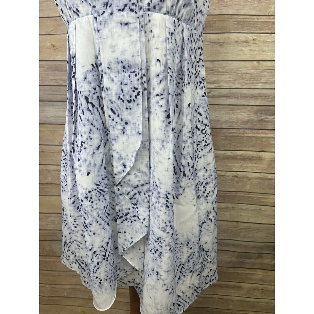 Jessica Simpson Size 4 Dress Blue White Pleated Lined Size Zip Faux Wrap Style - Picture 3 of 11